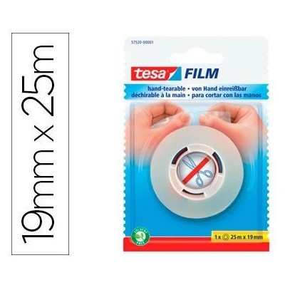 BLISTER C/ ROLO FITA COLA TESA FILM (FACIL RASGAR)19MMx25MT TRANSPARENTE