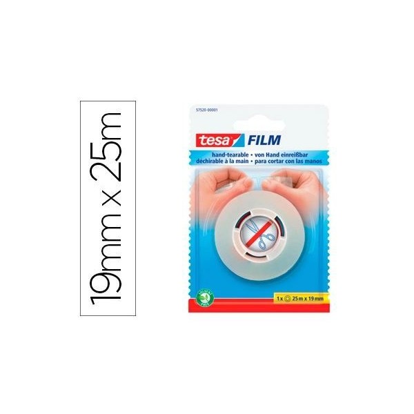 BLISTER C/ ROLO FITA COLA TESA FILM (FACIL RASGAR)19MMx25MT TRANSPARENTE