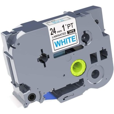FITA P/ GRAVAÇAO COMPATIVEL C/  BROTHER P-TOUCH TZE253 24MM x 8MT  TEXTO AZUL  / FITA BRANCO