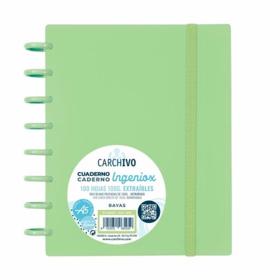 CADERNO INTELIGENTE "PP" INGENIOX A5 100gr. 100FLS PAUTADO COR VERDE LIMA PASTEL