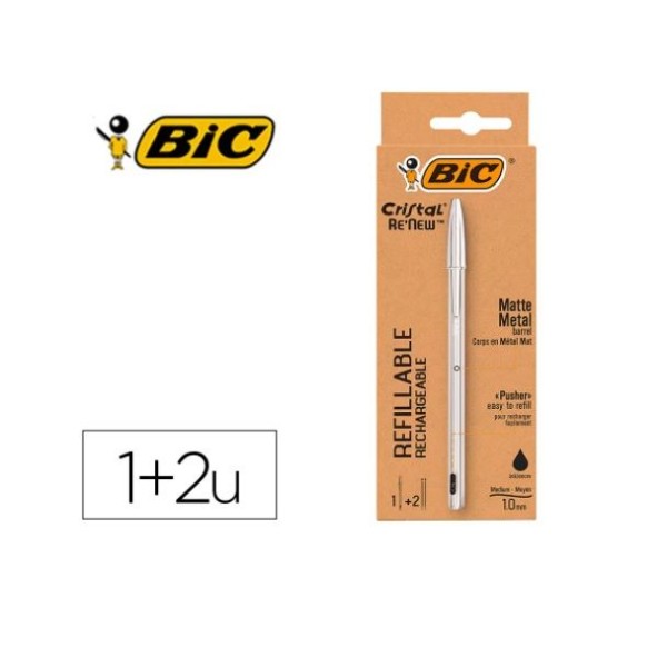 CANETA ESFEROGRAFICA BIC RENEW C/ 2x RECARGAS PRETA