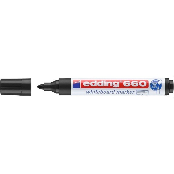 MARCADOR QUADRO BRANCO EDDING 660 PT-CN 1,5-3MM - RECARREGAVEL - PRETO
