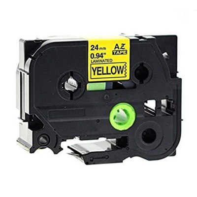 FITA P/ GRAVAÇAO COMPATIVEL C/  BROTHER P-TOUCH TZE651 24MM x 8MT  TEXTO PRETO / FITA  AMARELA