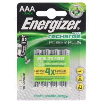 BLISTER C/ 4 x PILHAS RECARREGAVEIS ENERGIZER POWER PLUS HR03 AAA 700mAh 1,2V