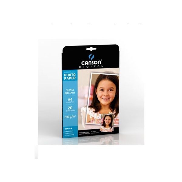 PAPEL FOTOGRAFICO CANSON INKJET GLOSSY A4 210gr. 20FLS