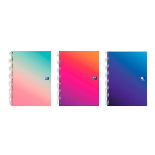 CADERNO ESPIRAL CAPA DURA OXFORD GRADIENT COLOR A4 120FLS 90gr. PAUTADO 