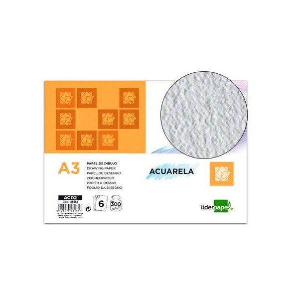 PAPEL AGUARELA LP DIN A3 300gr. 6 FLS