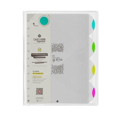 SEPARADORES P/ CADERNO INTELIGENTE INGENIOX A4 4 POSIÇOES  TRANSPARENTE/NEON
