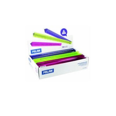 REGUA PLASTICO TRIANGULAR "CORES VIVAS SORTIDAS" MILAN 15CM