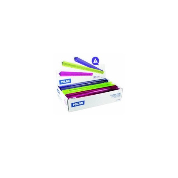 REGUA PLASTICO TRIANGULAR "CORES VIVAS SORTIDAS" MILAN 15CM