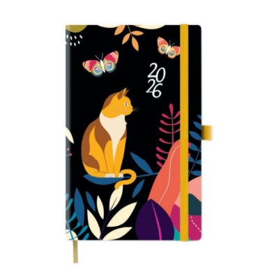 AGENDA ENCADERNADA SEMANAL 2026 A6 PAPIRO ANIMAL GRAPHIC C/ ELASTICO SORTIDO