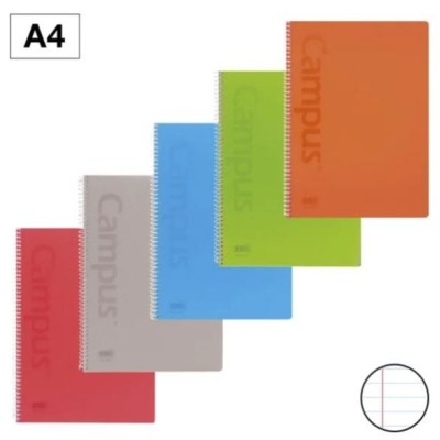 CADERNO ESPIRAL CAPA PLASTICA CAMPUS A4 80FLS 90gr. PAUTADO CORES VIVAS SORTIDAS