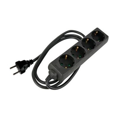 BLOCO 4 TOMADAS SCHUKO C/ CABO 5MT - PRETO