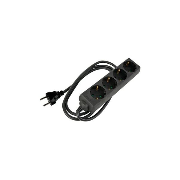 BLOCO 4 TOMADAS SCHUKO C/ CABO 5MT - PRETO
