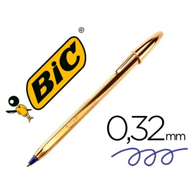 CANETA ESFEROGRAFICA BIC CRISTAL OURO (ESCREVE AZUL)