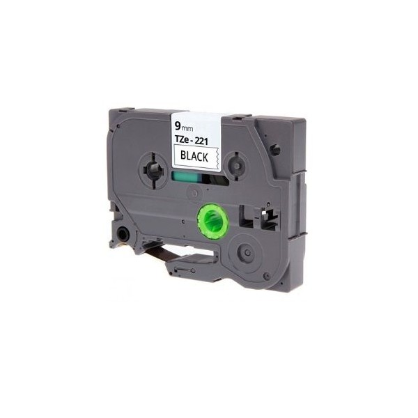 FITA P/ GRAVAÇAO COMPATIVEL C/  BROTHER P-TOUCH TZE221 9MM x 8MT  TEXTO PRETO / FITA  BRANCO