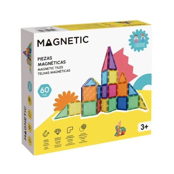 JOGO MAGNETIC C/ 60 PECAS FORMAS MAGNETICAS