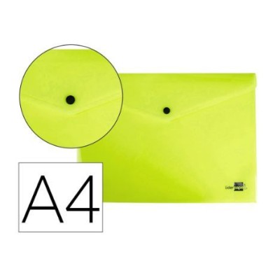 BOLSA ENVELOPE A4 PLASTICO C/FECHO MOLA/VELCRO AMARELO FLUORESCENTE OPACO