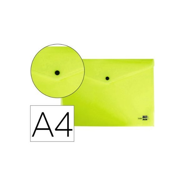 BOLSA ENVELOPE A4 PLASTICO C/FECHO MOLA/VELCRO AMARELO FLUORESCENTE OPACO