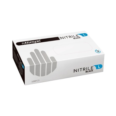 LUVAS DESCARTAVEIS RUBBERGOLD S/PO NITRILO TAMANHO L PRETO 6gr. (EXTRA RESISTENTES)  Cx100