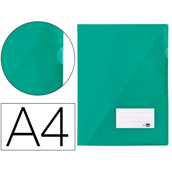 PASTA PLASTICA LISA C/ BOLSA E VISOR A4 VERDE