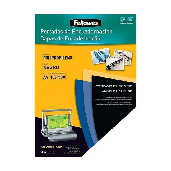 ACETATO ENCADERNAÇAO FELLOWES 54772 PVC 500MIC A4 OPACO PRETO