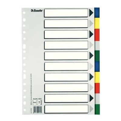 SEPARADOR PLASTICO ESSELTE A4 FOLIO 10 POSIÇOES - PESTANA COLORIDA