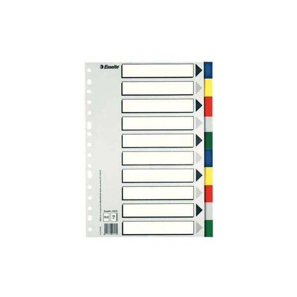 SEPARADOR PLASTICO ESSELTE A4 FOLIO 10 POSIÇOES - PESTANA COLORIDA
