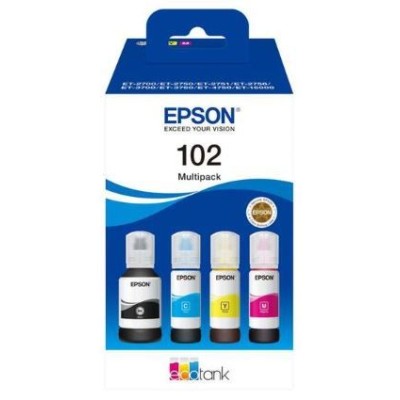 KIT 4 x TINTEIROS EPSON ECOTANK Nº102 BK/C/M/Y ORIGINAL