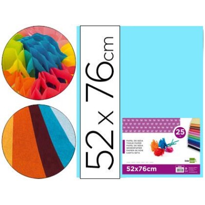 PAPEL SEDA 51x76cm 25 FOLHAS AZUL CELESTE