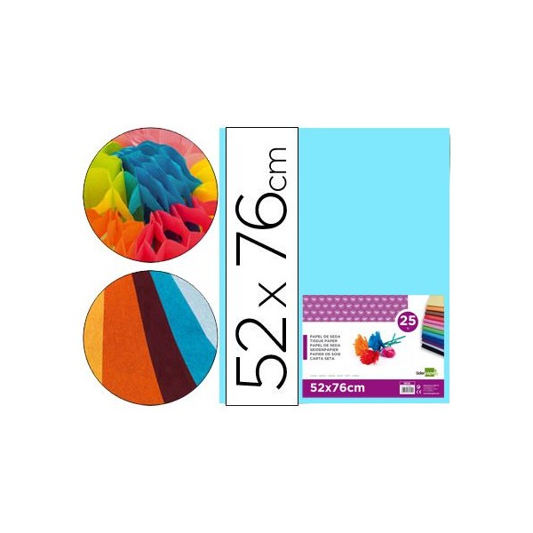 PAPEL SEDA 51x76cm 25 FOLHAS AZUL CELESTE