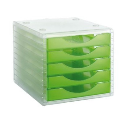 MODULO ARQUIVADOR SECRETARIA ARCHIVO 4005 340x270x255mm C/ 5 GAVETAS EM VERDE KIWI TRANSPARENTE