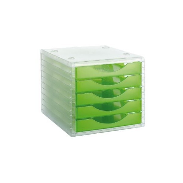 MODULO ARQUIVADOR SECRETARIA ARCHIVO 4005 340x270x255mm C/ 5 GAVETAS EM VERDE KIWI TRANSPARENTE