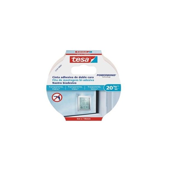 FITA ADESIVA DUPLA FACE TESA POWERBOND 19MMx5MT  SUPERFICIES TRANSPARENTES 