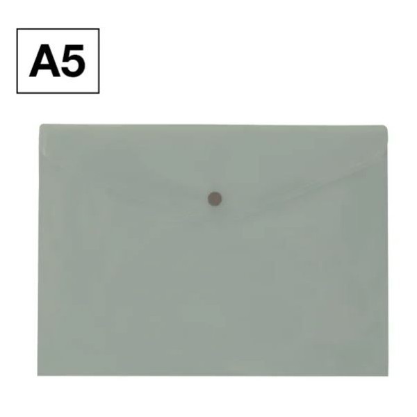 BOLSA ENVELOPE A5 PLASTICO C/FECHO MOLA/VELCRO CINZENTO