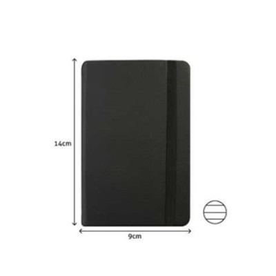 BLOCO NOTAS PAUTADO 140x90mm  116FLS CAPA SEMI PELE PRETO C/ELASTICO