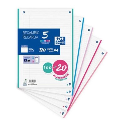 BLOCO RECARGA OXFORD A4 100+20FLS PAUTADO BANDAS CORES SORTIDOS