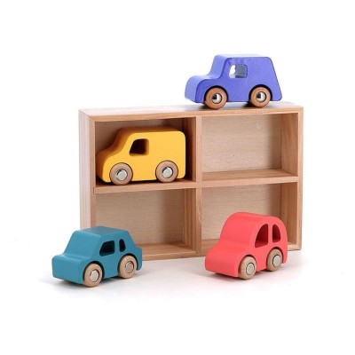 CONJUNTO 4 CARROS DE MADEIRA CITY VILAC