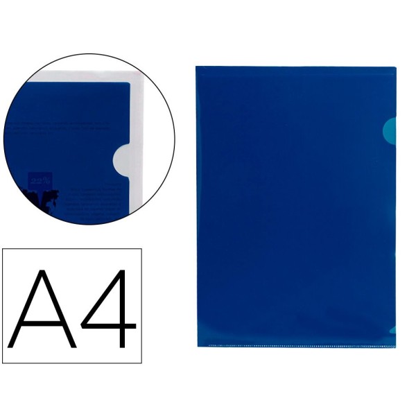 BOLSA / DOSSIER C/ ABERTURA EM "L"  A4 220x330mm 180MIC AZUL