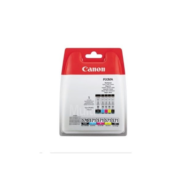 KIT 5 x TINTEIROS CANON PGI-570 (BK) + CLI-571 (BK/C/M/Y) ORIGINAL