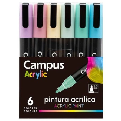 BLISTER C/ 8 x MARCADORES CAMPUS ACRYLIC 2.0mm - CORES PASTEL 