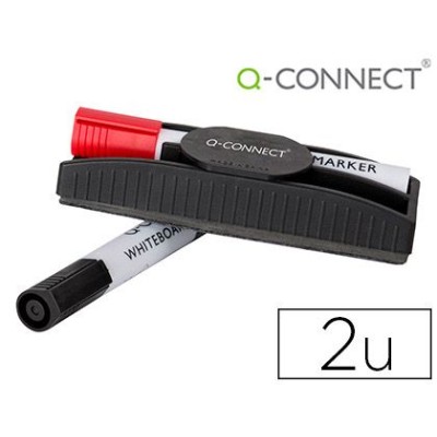 APAGADOR MAGNETICO P/ QUADRO BRANCO  QC 145x50x27mm C/ 2 MARCADORES (PRETO/VERMELHO)
