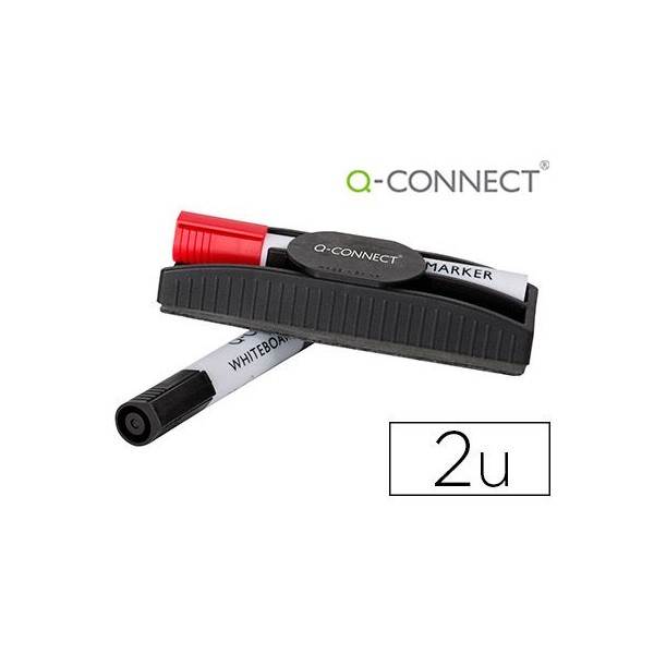 APAGADOR MAGNETICO P/ QUADRO BRANCO  QC 145x50x27mm C/ 2 MARCADORES (PRETO/VERMELHO)