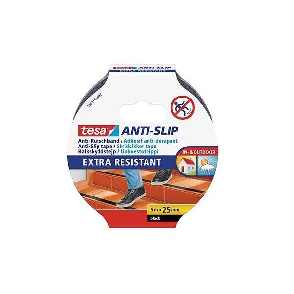 FITA ADESIVA TESA ANTI-DERRAPANTE 25MM x 5MT  PRETO