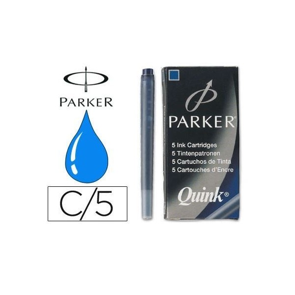 KIT 5 x RECARGAS ESFEROGRAFICA PERMANENTE PARKER QUINK - AZUL