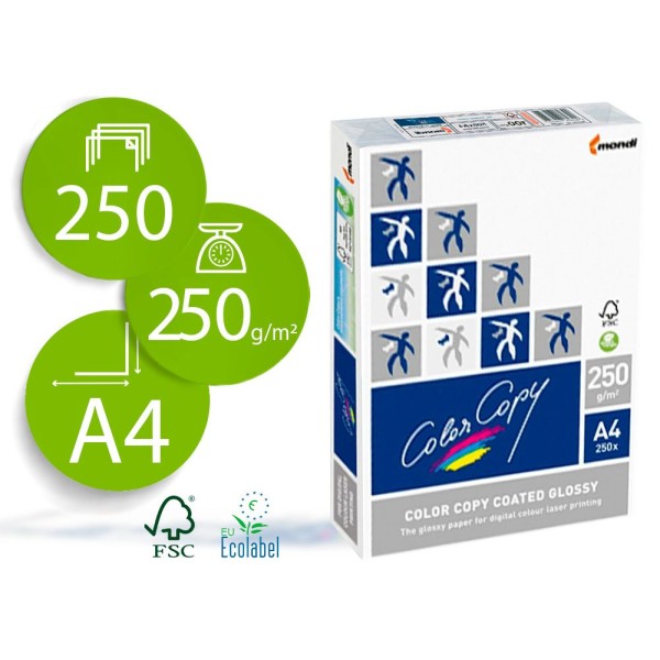 PAPEL COLOR COPY GLOSSY DIN A4 250gr 125 FOLHAS