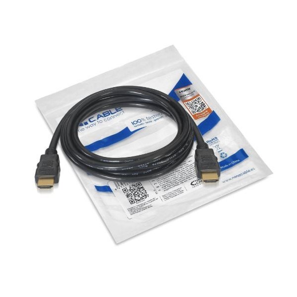CABO HDMI DOURADO MACHO / MACHO NANOCABLE  2.0 4K 60Hz  1MT -  PRETO