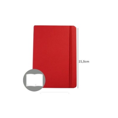 BLOCO NOTAS LISO 215x145mm  116FLS CAPA SEMI PELE  VERMELHO C/ELASTICO