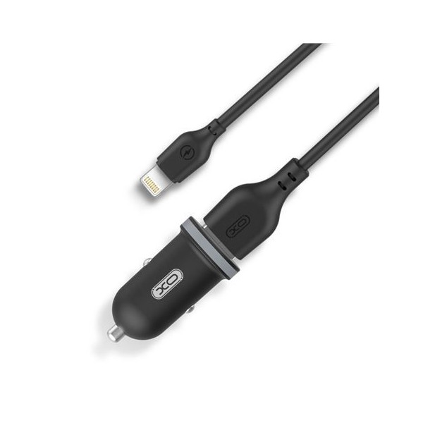 CARREGADOR ISQUEIRO 2.1A  XO C/ CABO USB-A (M) A LIGHTNING (M) - PRETO