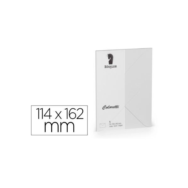 PACK 5 x ENVELOPES ROSSLER COLORETTI C6 114x162mm COR CINZA 